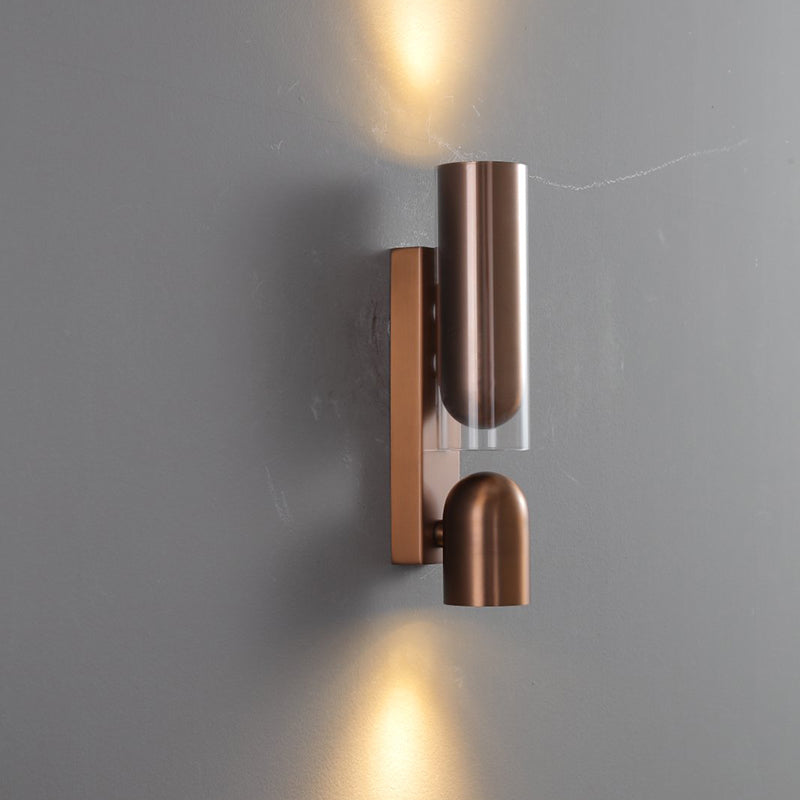 Cylinder Rectangular Acrylic 2-Light Wall Lamp - Industrial Dual Beam Wall Sconce For Living Room