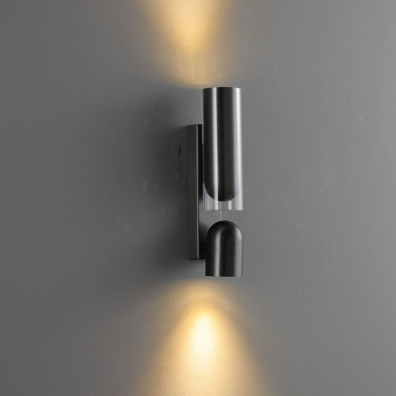 Cylinder Rectangular Acrylic 2-Light Wall Lamp - Industrial Dual Beam Wall Sconce For Living Room