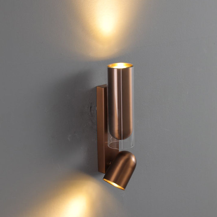 Lámpara de Pared Cilíndrica Rectangular de Acrílico de 2 Luces - Aplique de Pared de Doble Haz Industrial Para Sala de Estar 