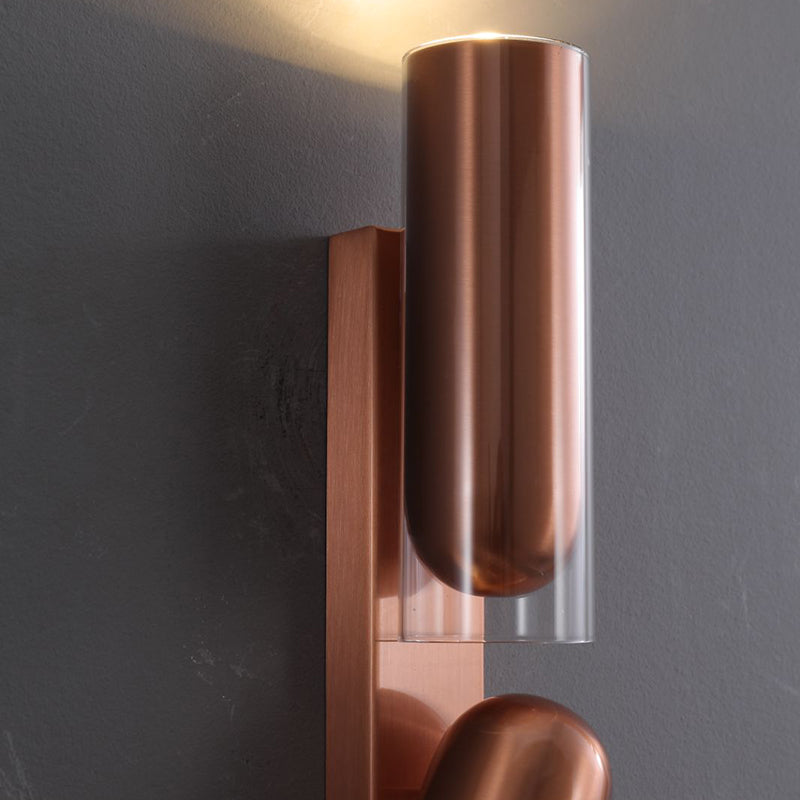 Cylinder Rectangular Acrylic 2-Light Wall Lamp - Industrial Dual Beam Wall Sconce For Living Room