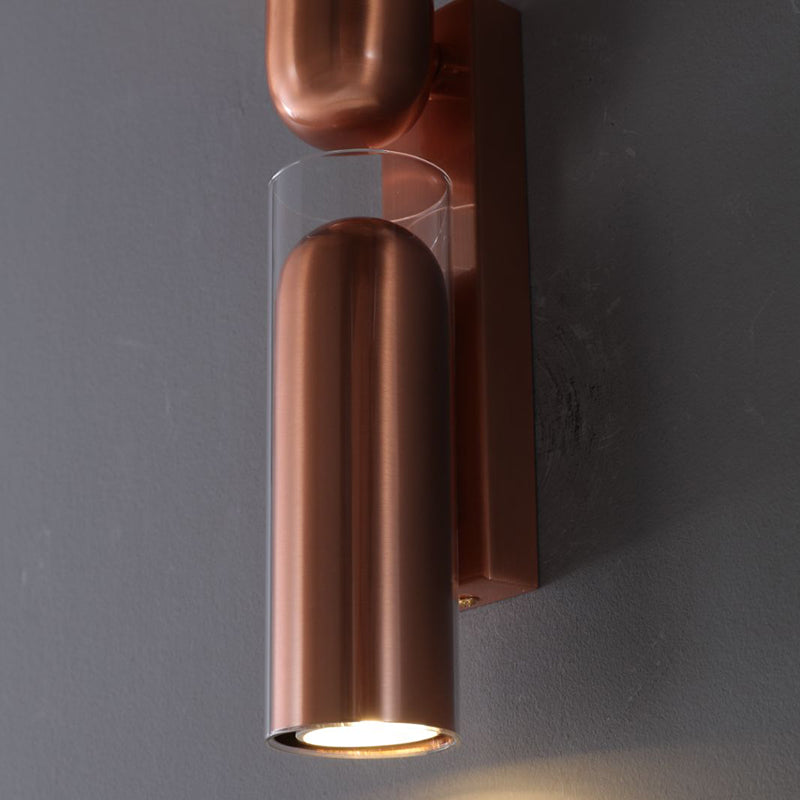 Cylinder Rectangular Acrylic 2-Light Wall Lamp - Industrial Dual Beam Wall Sconce For Living Room