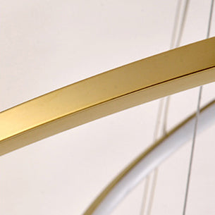 Lustre suspendu à LED en acier inoxydable rond - Art déco, luminaire pendentif réglable pour salle à manger 