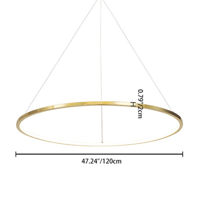 Ring Round Stainless Steel LED Hanging Chandelier - Art Deco Adjustable Pendant Light For Dining Room