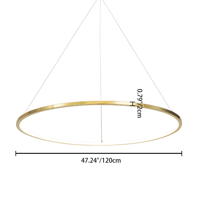 Ring Round Stainless Steel LED Hanging Chandelier - Art Deco Adjustable Pendant Light For Dining Room