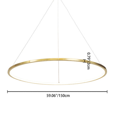 Ring Round Stainless Steel LED Hanging Chandelier - Art Deco Adjustable Pendant Light For Dining Room