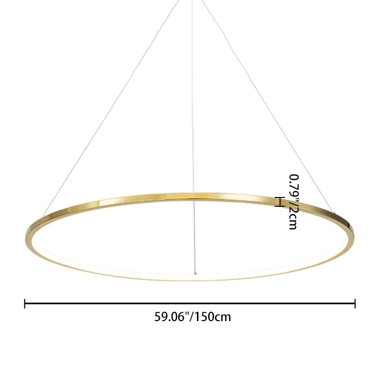 Ring Round Stainless Steel LED Hanging Chandelier - Art Deco Adjustable Pendant Light For Dining Room
