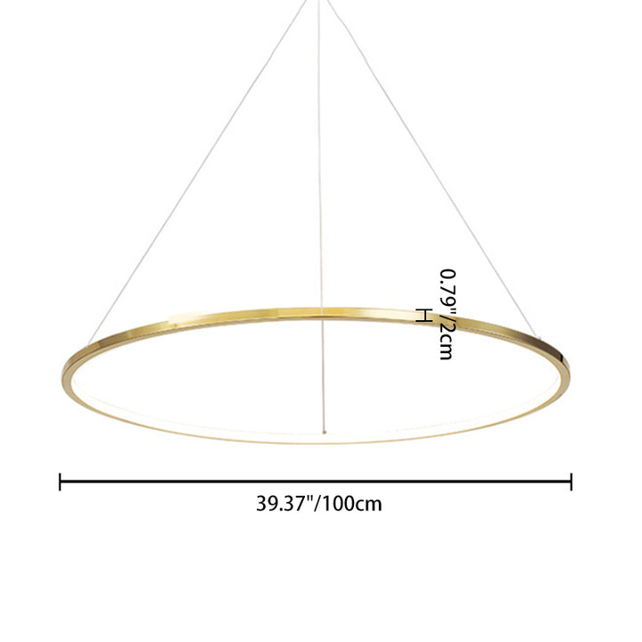 Lustre suspendu à LED en acier inoxydable rond - Art déco, luminaire pendentif réglable pour salle à manger 