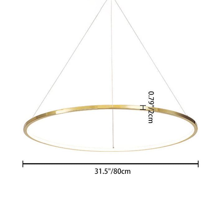 Lustre suspendu à LED en acier inoxydable rond - Art déco, luminaire pendentif réglable pour salle à manger 