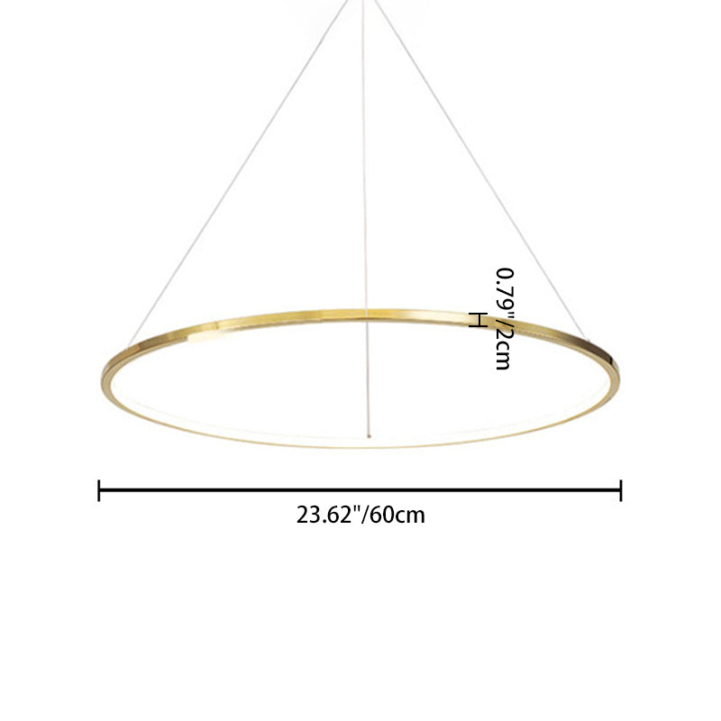 Lustre suspendu à LED en acier inoxydable rond - Art déco, luminaire pendentif réglable pour salle à manger 