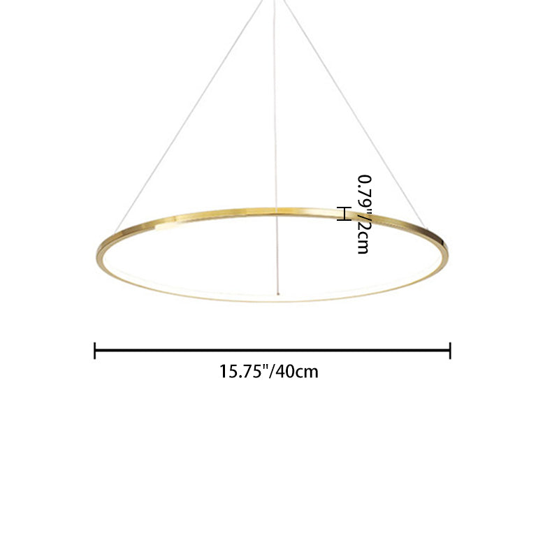 Lustre suspendu à LED en acier inoxydable rond - Art déco, luminaire pendentif réglable pour salle à manger 