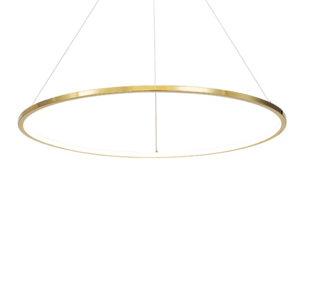 Ring Round Stainless Steel LED Hanging Chandelier - Art Deco Adjustable Pendant Light For Dining Room