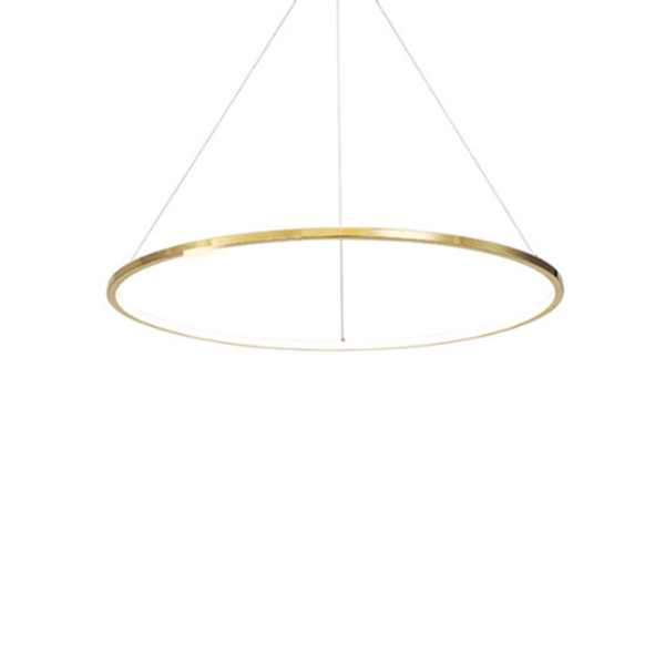 Lustre suspendu à LED en acier inoxydable rond - Art déco, luminaire pendentif réglable pour salle à manger 