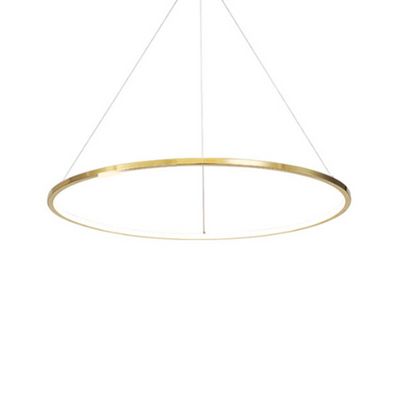 Ring Round Stainless Steel LED Hanging Chandelier - Art Deco Adjustable Pendant Light For Dining Room