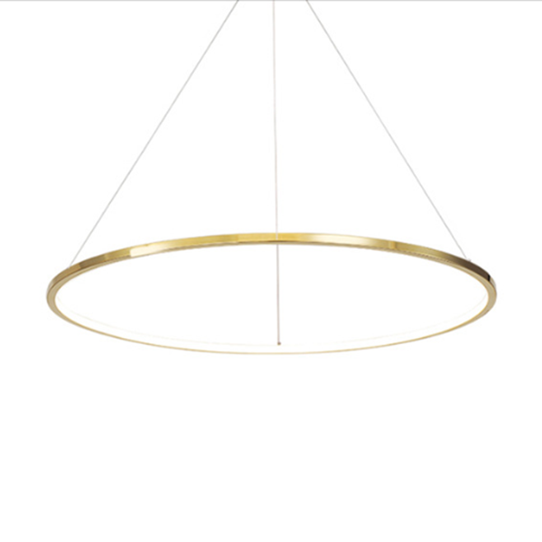 Lustre suspendu à LED en acier inoxydable rond - Art déco, luminaire pendentif réglable pour salle à manger 