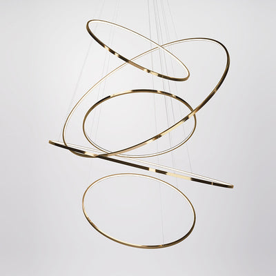 Ring Round Stainless Steel LED Hanging Chandelier - Art Deco Adjustable Pendant Light For Dining Room