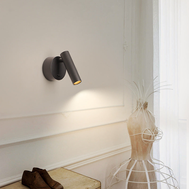 Modern Minimalist Aluminum Round Cylinder LED Wall Sconce Lamp for Living Room