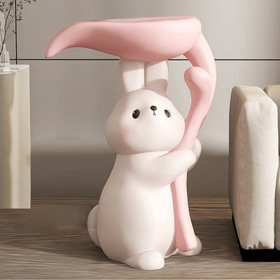 Table d'appoint moderne Art Déco ronde avec lapin, éléphant et ours en résine de fibre de verre 1 plateau pour salon 