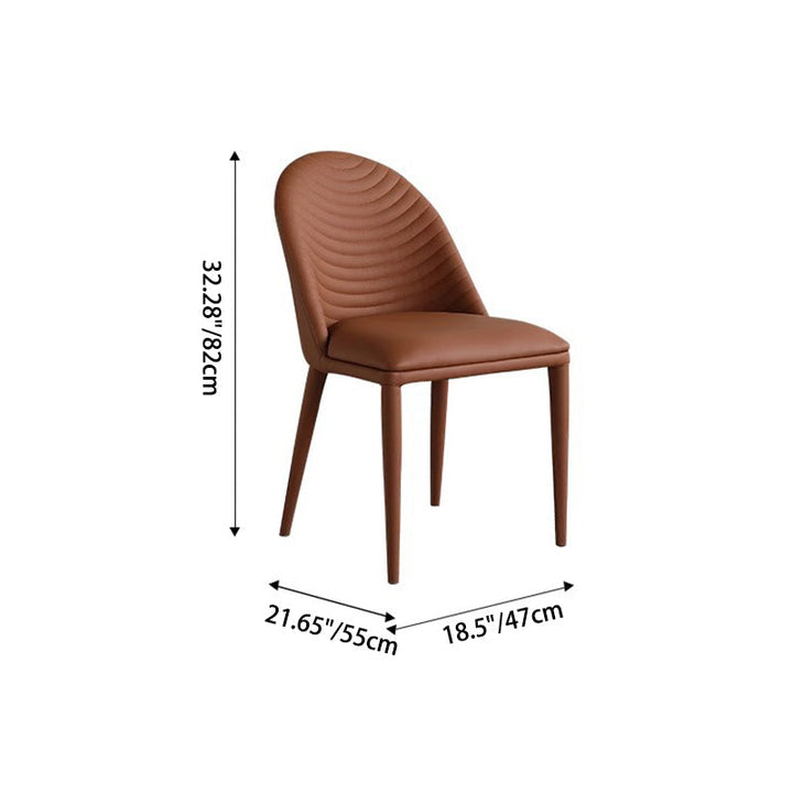 Contemporary Nordic Rectangular Arched Striped Cat Scratch Leather Carbon Steel Dining Chair Backrest Armless For Dining Room
