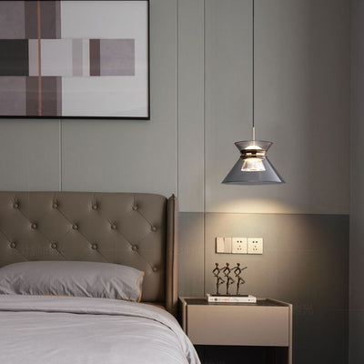 Moderne minimalistische runde Trichter Hardware Acryl LED Insel Licht Kronleuchter für Esszimmer 