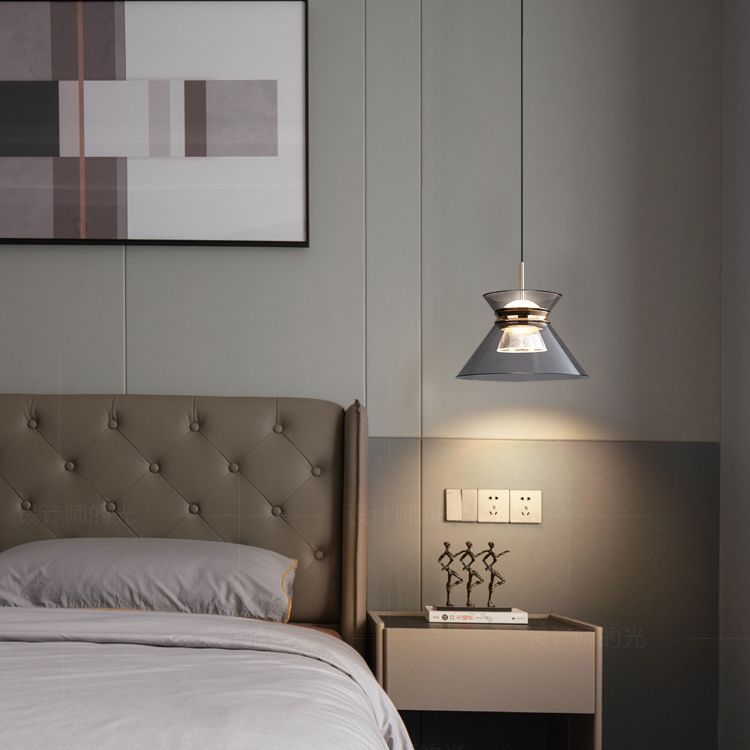 Moderne minimalistische runde Trichter Hardware Acryl LED Insel Licht Kronleuchter für Esszimmer 