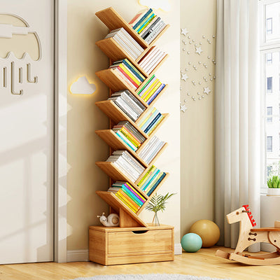 Contemporary Creative Rectangular Solid Wood Eco-Friendly Board 6/8/10/12 Tier Bookshelves For Home Office