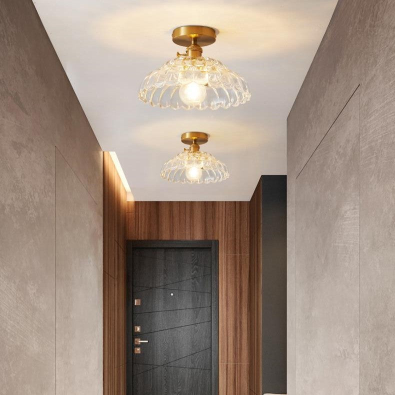 Moderne französische minimalistische Glasblumenform 1-Licht Semi-Flush Mount Deckenleuchte 