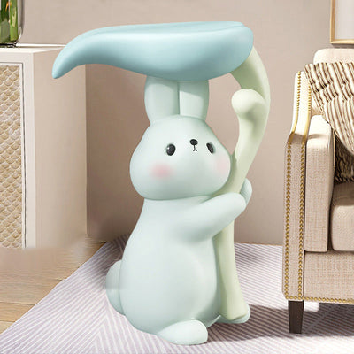 Table d'appoint moderne Art Déco ronde avec lapin, éléphant et ours en résine de fibre de verre 1 plateau pour salon 