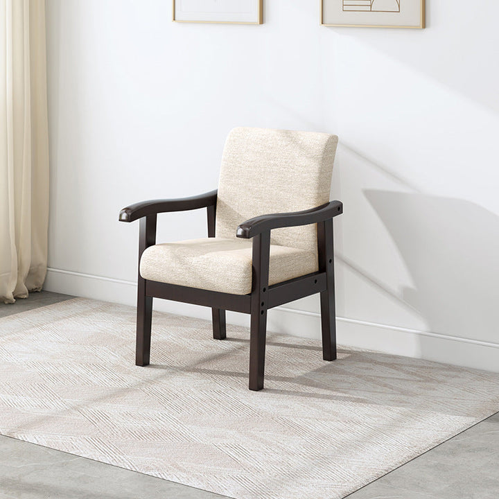 Modern Simplicity Rubberwood Cotton Linen Fabric Sponge Square Accent Chair &amp; Table Set For Living Room