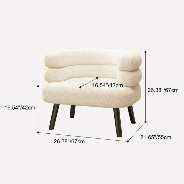 Modern Minimalist Oval Sherpa Fabric Carbon Steel Vanity Stool Backrest For Bedroom
