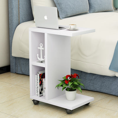 Modern Minimalist Rectangular Laminate End Table 3-Tier Movable For Living Room