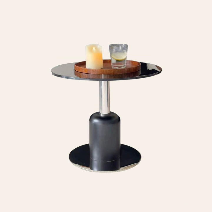 Modern Minimalist Tempered Glass Stainless Steel Round Side Table For Living Room