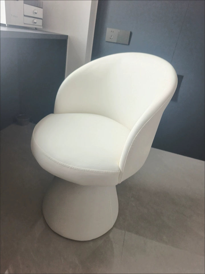Taburete tocador giratorio 360° contemporáneo nórdico redondo de chenilla y madera maciza, con respaldo y sin brazos, para dormitorio 