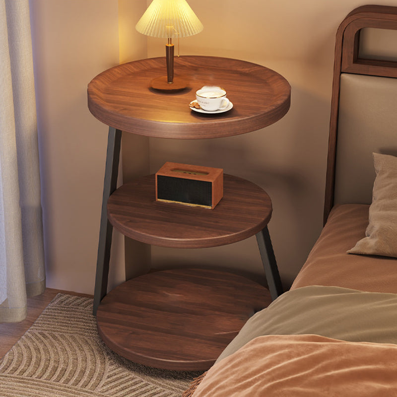 Modern Minimalist Round Cylindrical Medium Density Fiberboard Iron Side Table 3-Tier For Living Room