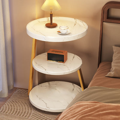 Modern Minimalist Round Cylindrical Medium Density Fiberboard Iron Side Table 3-Tier For Living Room