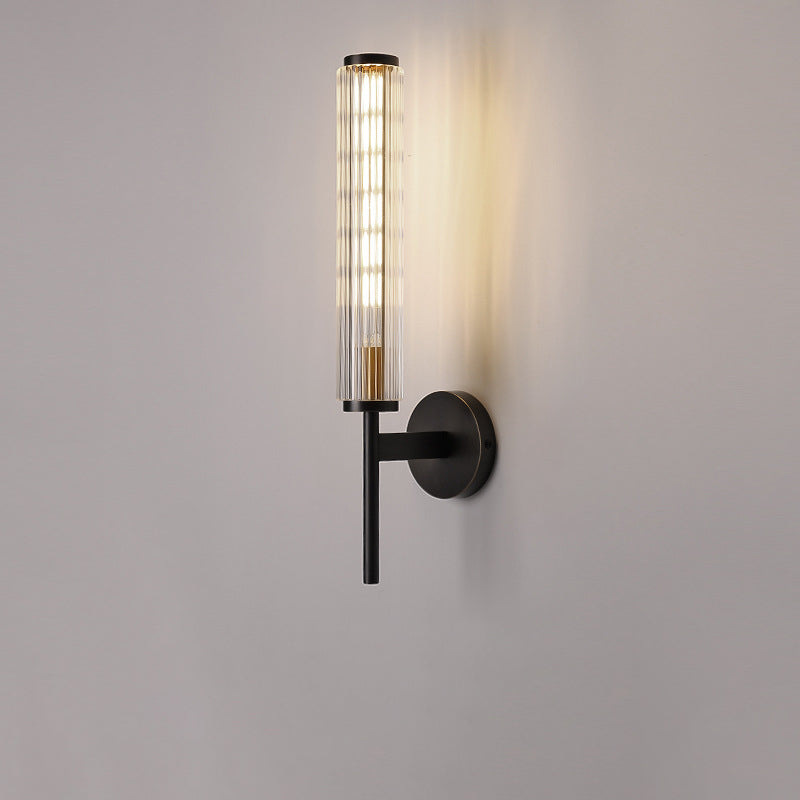 Aplique de pared lineal de 1 luz de vidrio y latón moderno minimalista para dormitorio 