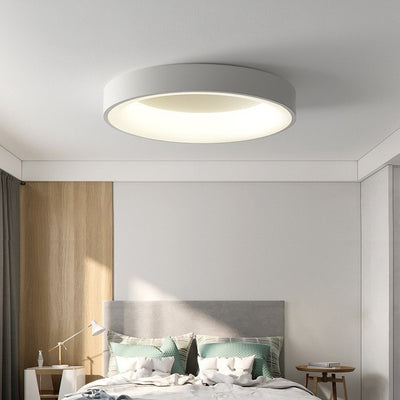 Plafonnier LED rond minimaliste moderne en fer et acrylique pour chambre à coucher 