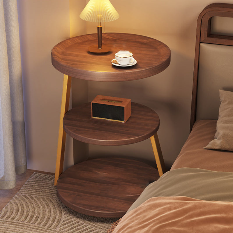Modern Minimalist Round Cylindrical Medium Density Fiberboard Iron Side Table 3-Tier For Living Room