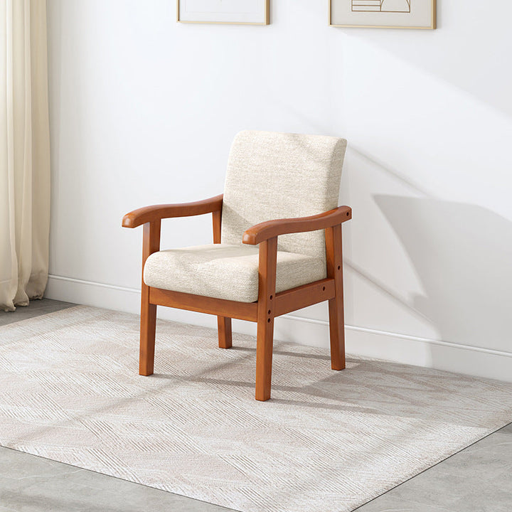 Modern Simplicity Rubberwood Cotton Linen Fabric Sponge Square Accent Chair &amp; Table Set For Living Room