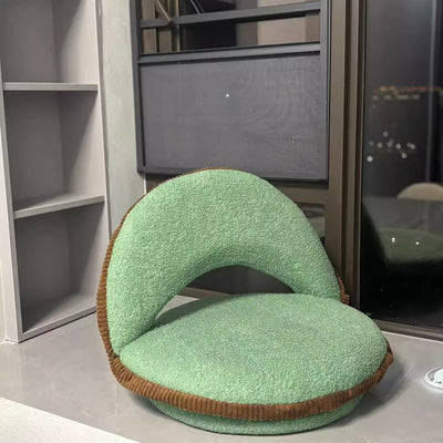Traditional Japanese Rotatable Foldable Semicircular Teddy Velvet Multi-layer Board Chair Tatami Backrest Armless For Living Room