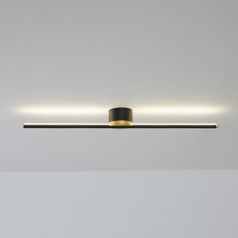 Modern Minimalist Long Strip Round Iron Aluminum Silicone LED Semi-Flush Mount Ceiling Light For Living Room