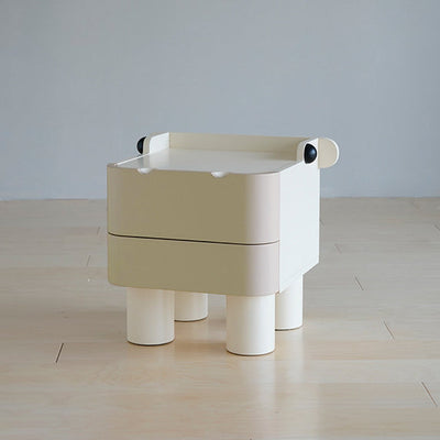 Table de nuit en bois pour enfants nordiques contemporains carrés cubiques Hippo à 2 tiroirs pour chevet 