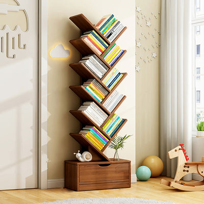 Contemporary Creative Rectangular Solid Wood Eco-Friendly Board 6/8/10/12 Tier Bookshelves For Home Office