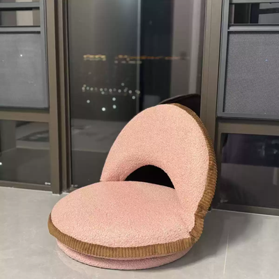 Traditional Japanese Rotatable Foldable Semicircular Teddy Velvet Multi-layer Board Chair Tatami Backrest Armless For Living Room