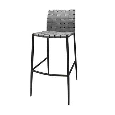 Contemporary Luxury Square Saddle-Style Faux Leather Metal Bar Stool Backrest Footrest For Dining Room