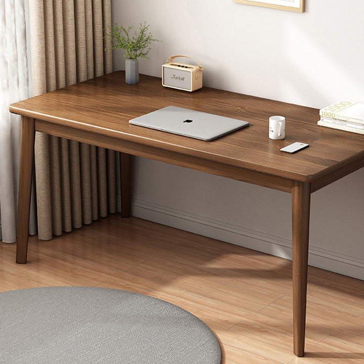 Bureau rectangulaire minimaliste moderne en panneau de fibres à densité moyenne et bois massif, 1 niveau, pour bureau à domicile 