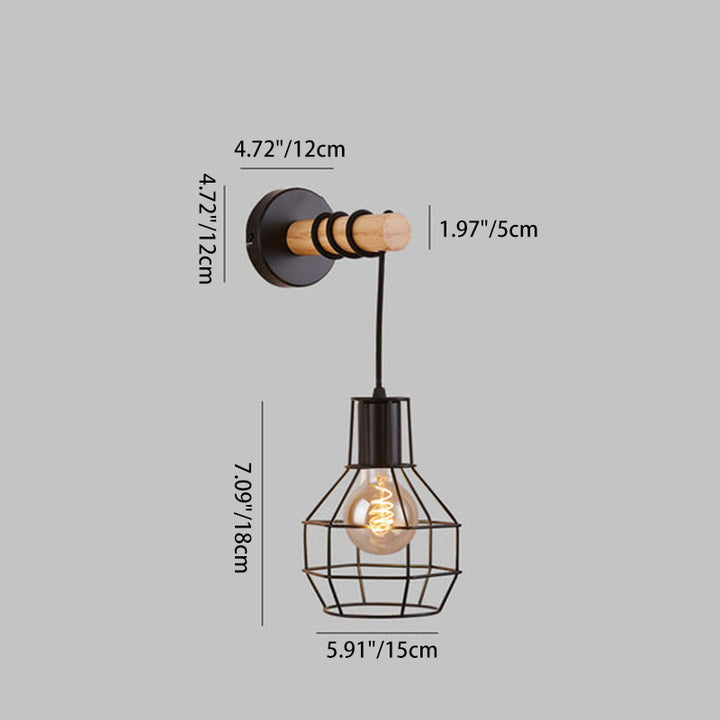 Creative Wrought Iron Cage Shape 1-Light Wall Sconce Lamp