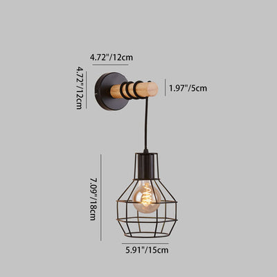 Kreative Wandleuchte mit 1 Licht im Schmiedeeisernen Käfig-Design 