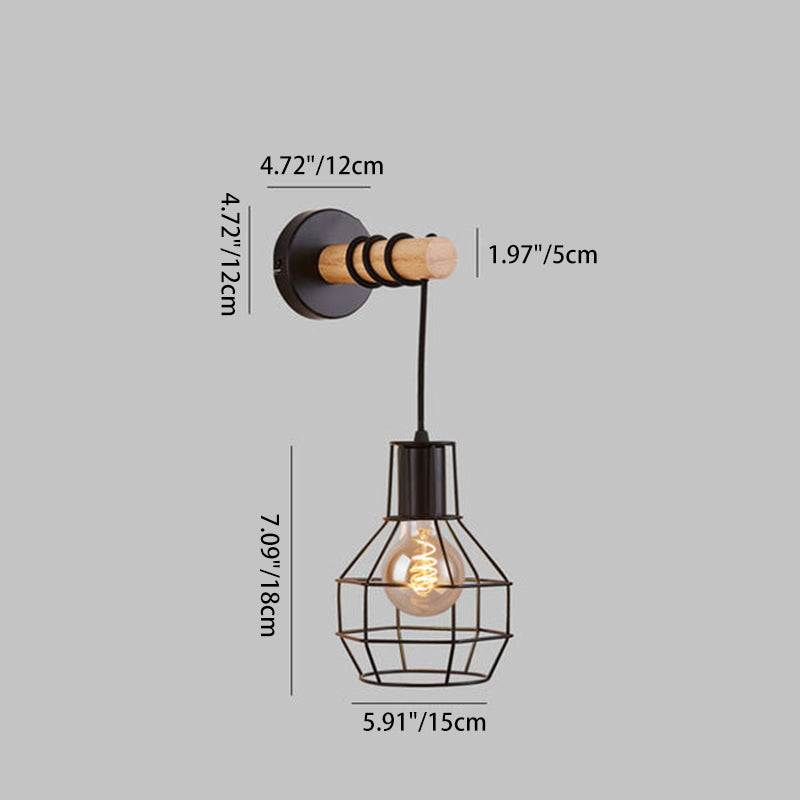 Kreative Wandleuchte mit 1 Licht im Schmiedeeisernen Käfig-Design 