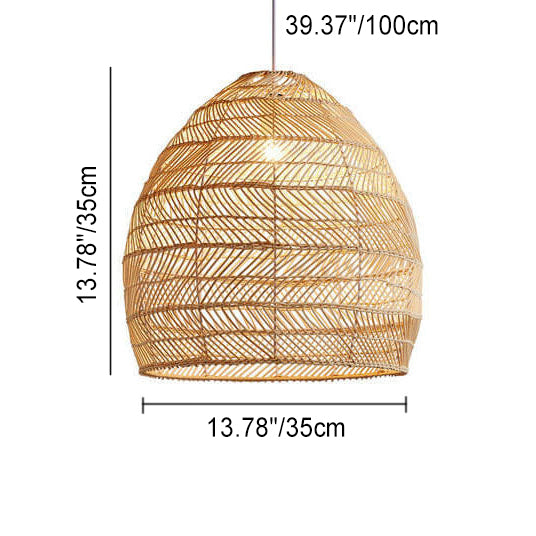 Rattan Weben 1-Licht Kuppel Pendelleuchte 