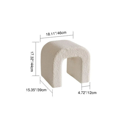 Modern Minimalist U-Shaped Lambswool Solid Wood Frame Vanity Stool Backless For Bedroom